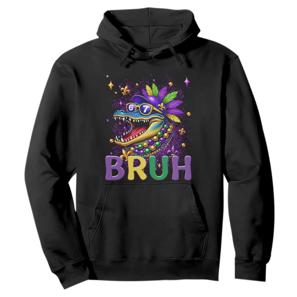 67 Mardi Gras Hoodie Funny Alligator Six Seven Bruh Meme TS14 Black Print Your Wear