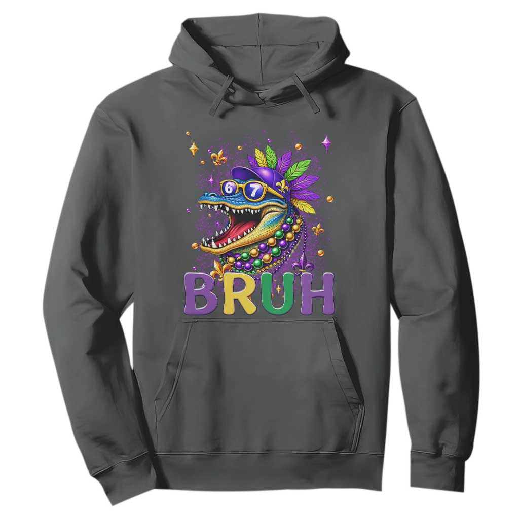 67 Mardi Gras Hoodie Funny Alligator Six Seven Bruh Meme TS14 Dark Heather Print Your Wear