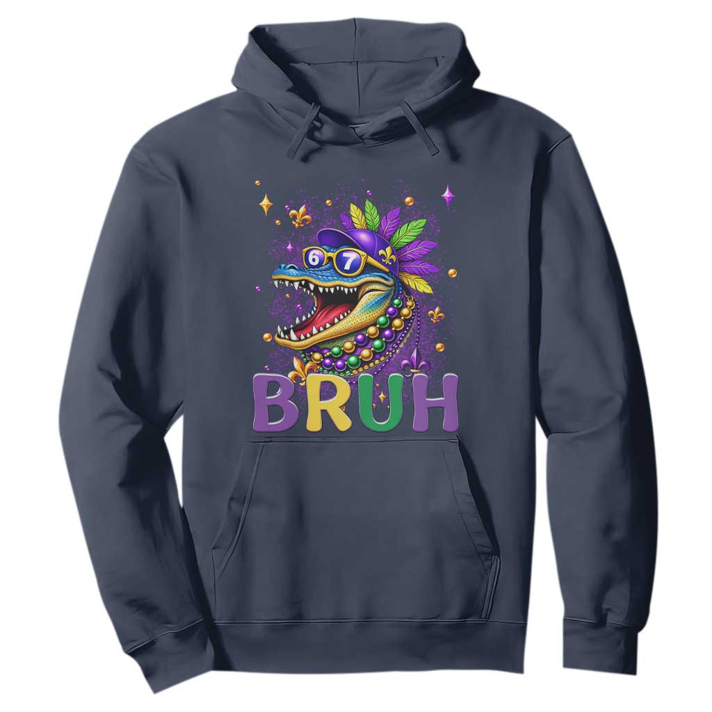 67 Mardi Gras Hoodie Funny Alligator Six Seven Bruh Meme TS14 Navy Print Your Wear