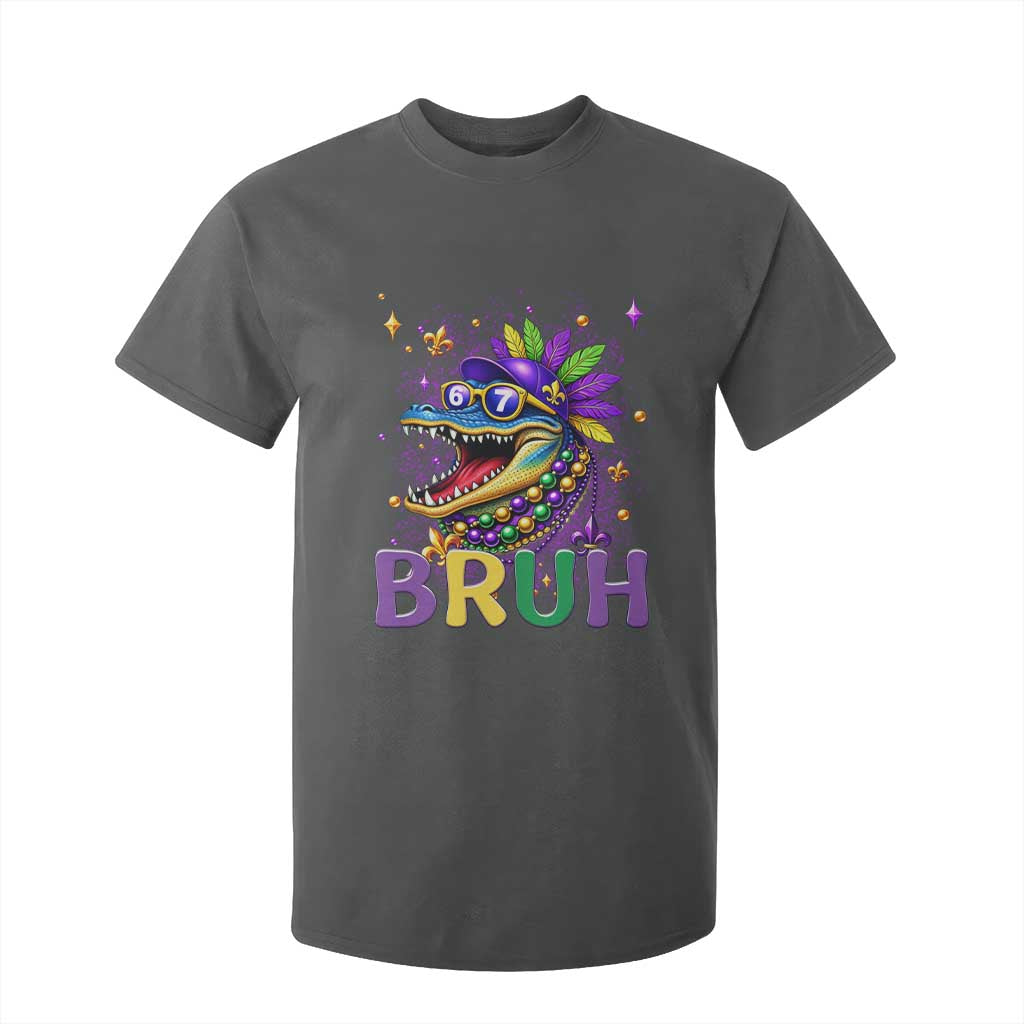 67 Mardi Gras T Shirt For Kid Funny Alligator Six Seven Bruh Meme TS14 Dark Heather Print Your Wear