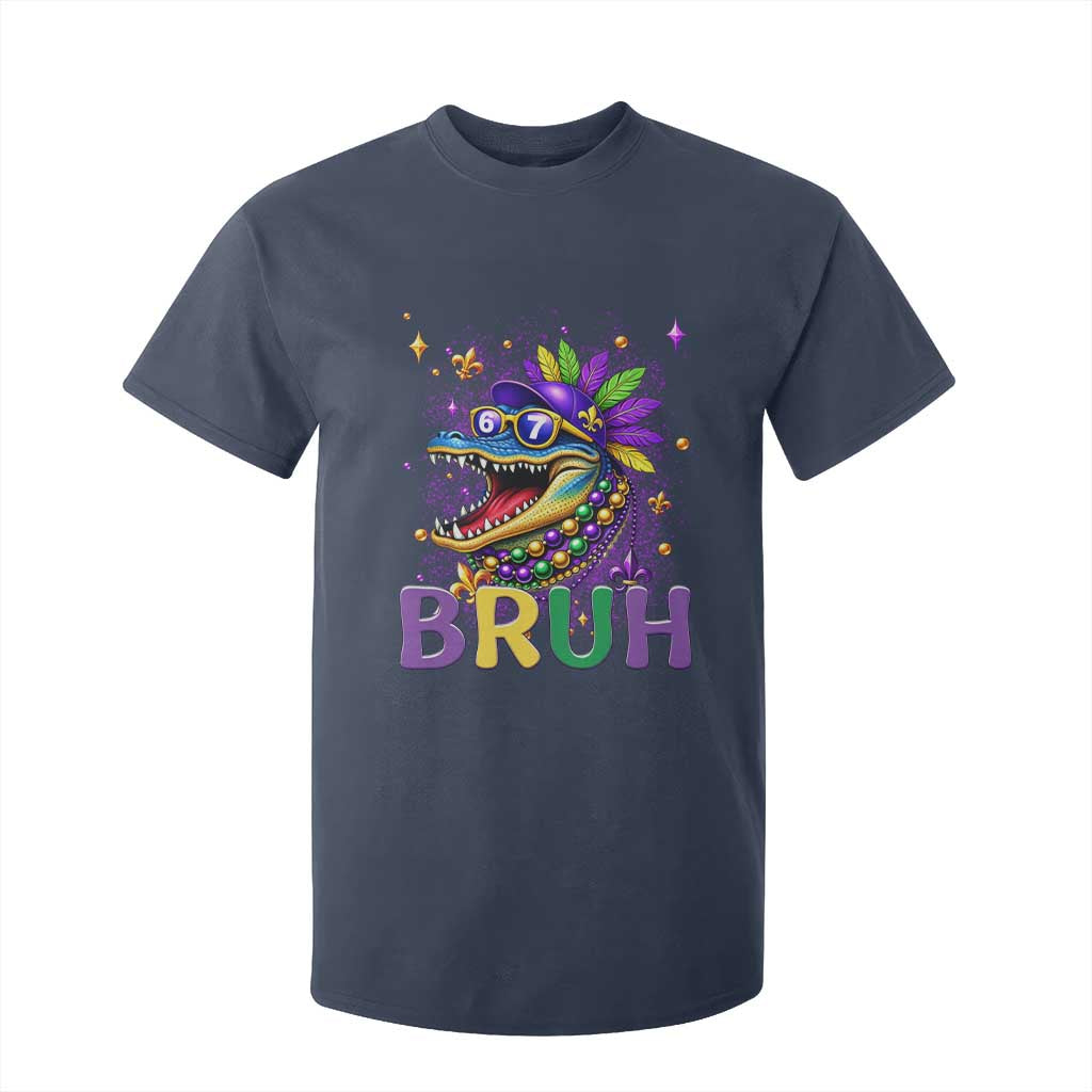 67 Mardi Gras T Shirt For Kid Funny Alligator Six Seven Bruh Meme TS14 Navy Print Your Wear