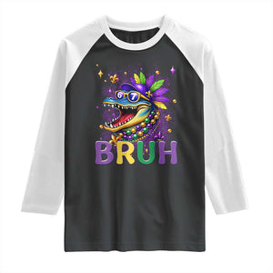 67 Mardi Gras Raglan Shirt Funny Alligator Six Seven Bruh Meme TS14 Black White Print Your Wear