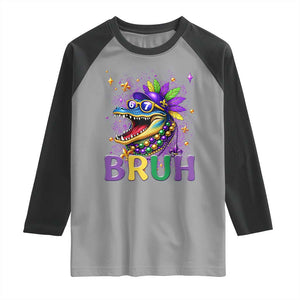 67 Mardi Gras Raglan Shirt Funny Alligator Six Seven Bruh Meme TS14 Sport Gray Black Print Your Wear