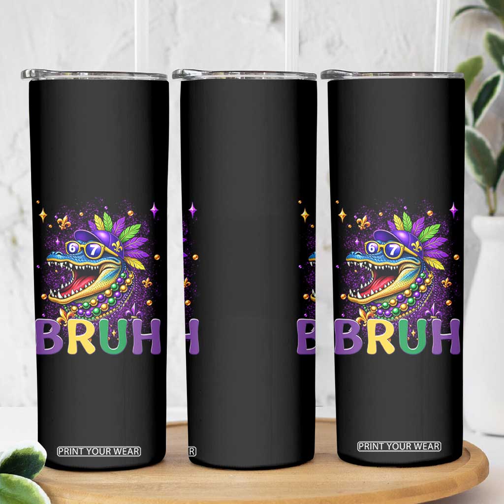 67 Mardi Gras Skinny Tumbler Funny Alligator Six Seven Bruh Meme TS14 Print Your Wear