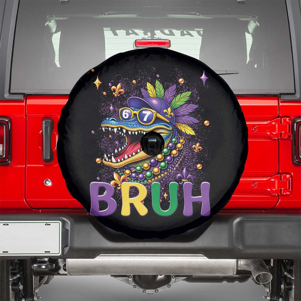 67 Mardi Gras Spare Tire Cover Funny Alligator Six Seven Bruh Meme TS14 Black Print Your Wear