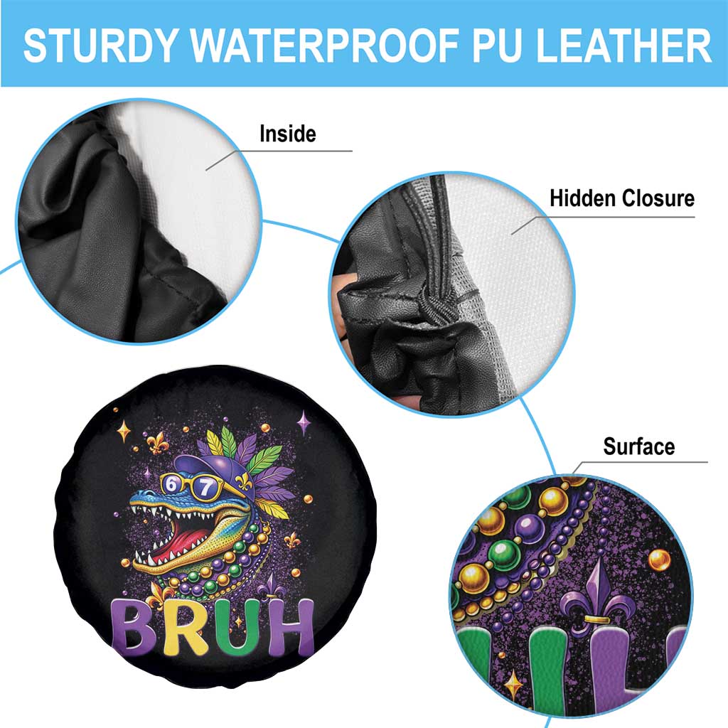 67 Mardi Gras Spare Tire Cover Funny Alligator Six Seven Bruh Meme TS14 Print Your Wear