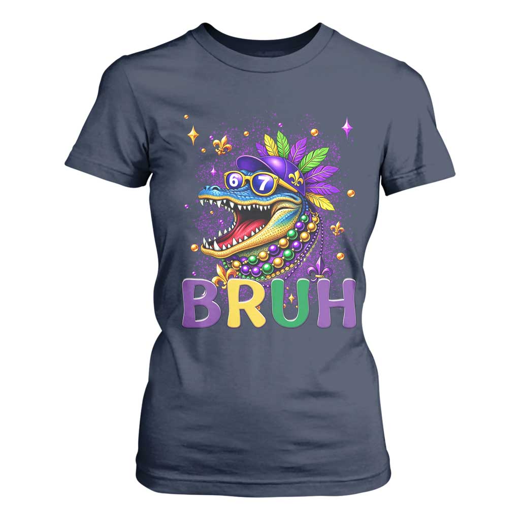 67 Mardi Gras T Shirt For Women Funny Alligator Six Seven Bruh Meme TS14 Navy Print Your Wear