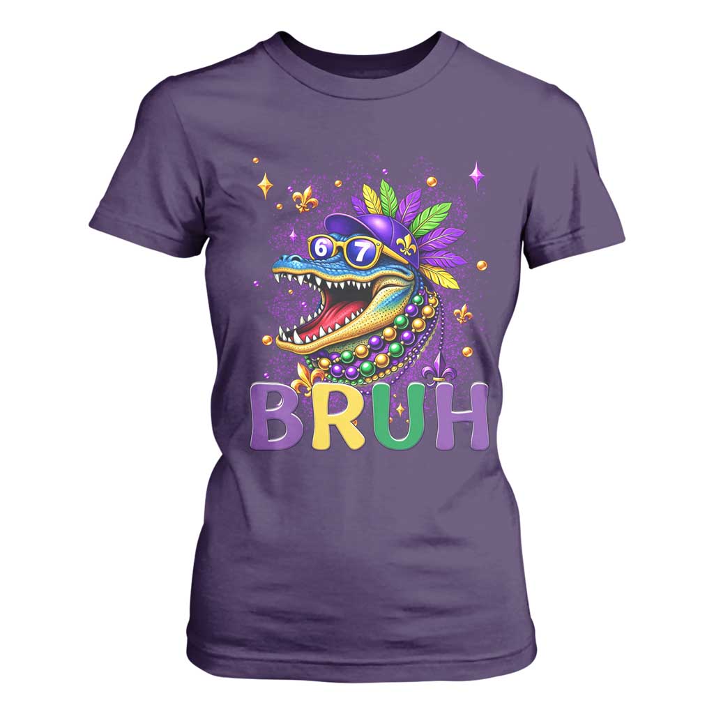 67 Mardi Gras T Shirt For Women Funny Alligator Six Seven Bruh Meme TS14 Purple Print Your Wear