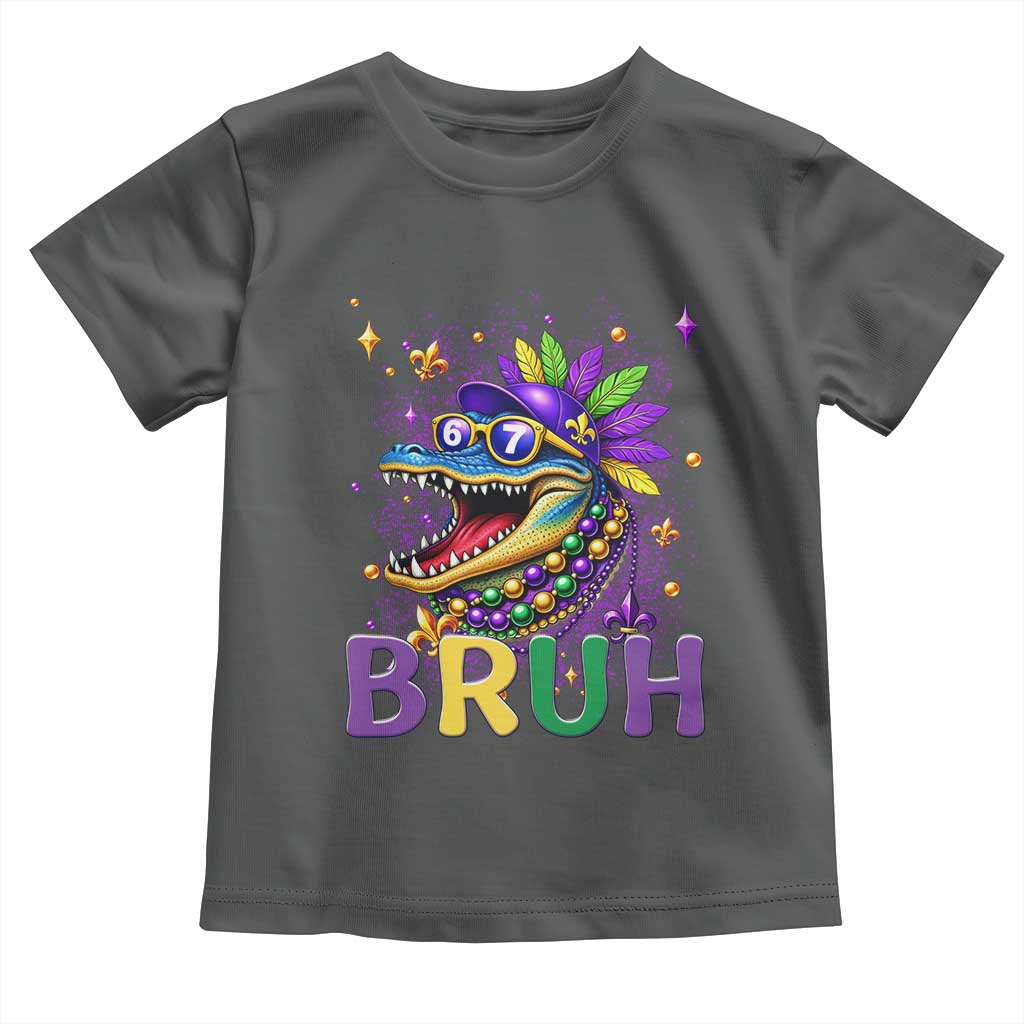67 Mardi Gras Toddler T Shirt Funny Alligator Six Seven Bruh Meme TS14 Dark Heather Print Your Wear