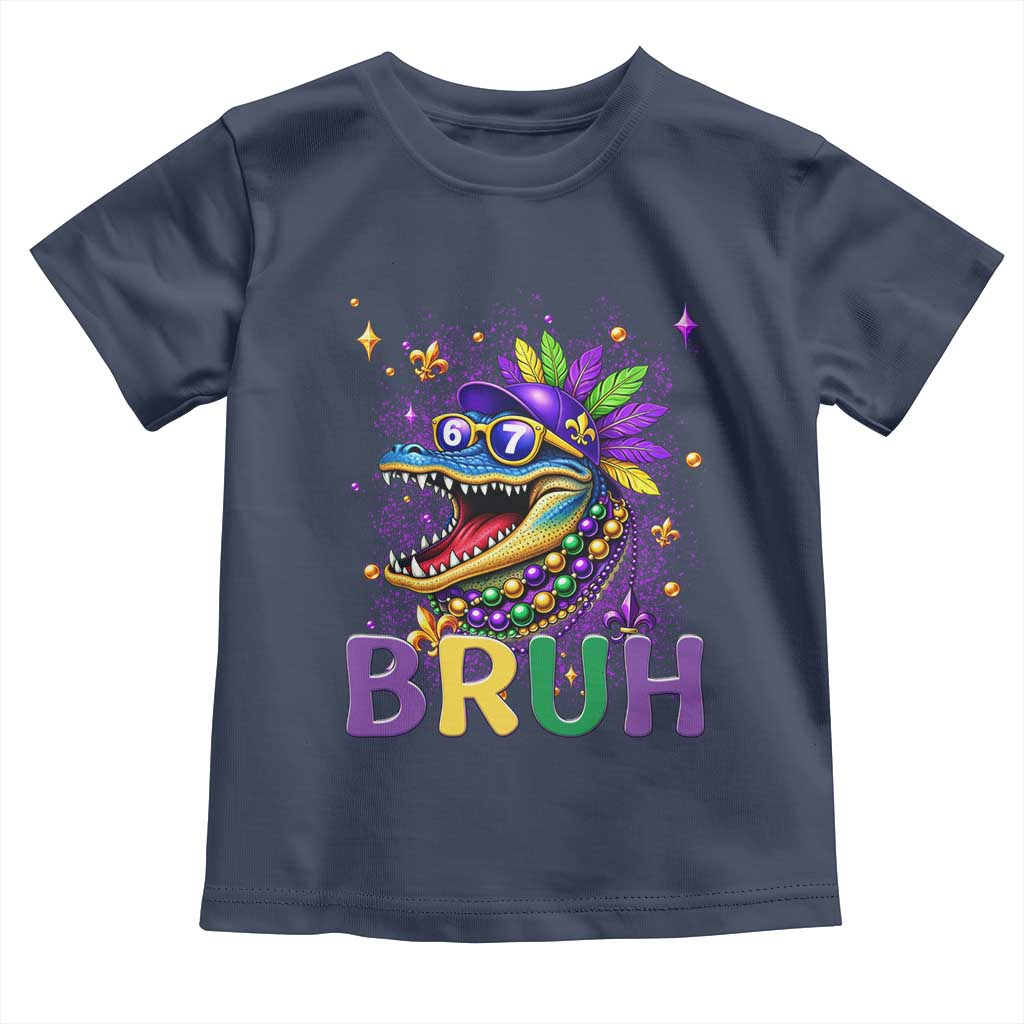67 Mardi Gras Toddler T Shirt Funny Alligator Six Seven Bruh Meme TS14 Navy Print Your Wear