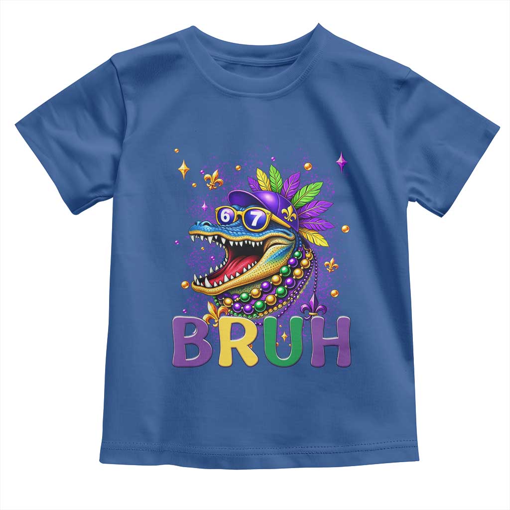 67 Mardi Gras Toddler T Shirt Funny Alligator Six Seven Bruh Meme TS14 Royal Blue Print Your Wear
