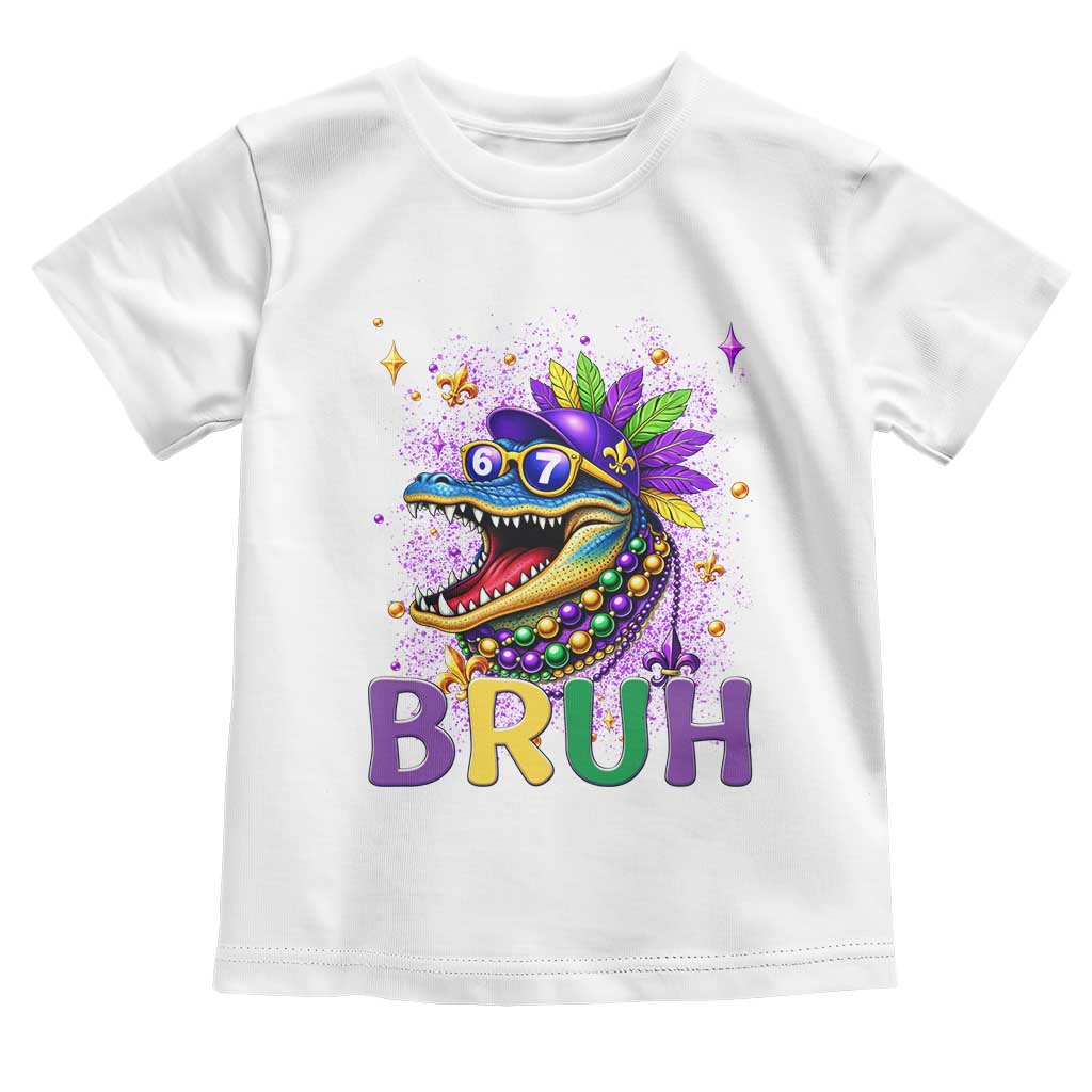 67 Mardi Gras Toddler T Shirt Funny Alligator Six Seven Bruh Meme TS14 White Print Your Wear