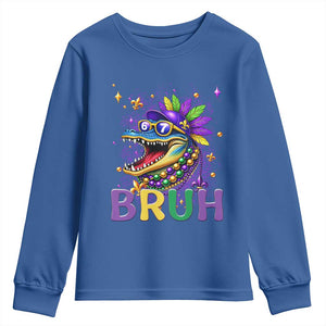 67 Mardi Gras Youth Sweatshirt Funny Alligator Six Seven Bruh Meme TS14 Royal Blue Print Your Wear