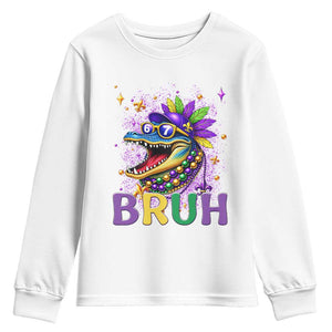 67 Mardi Gras Youth Sweatshirt Funny Alligator Six Seven Bruh Meme TS14 White Print Your Wear