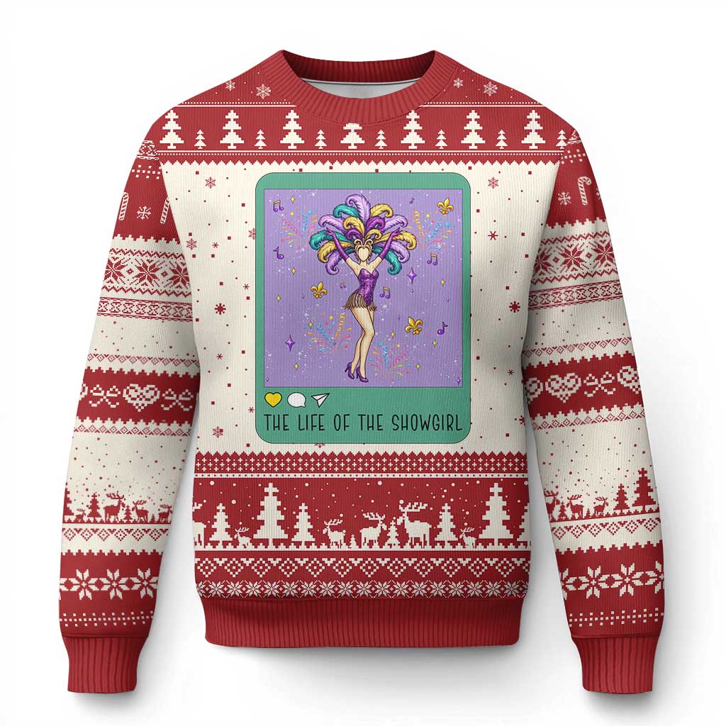 The Life Of The Mardi Gras Queen Ugly Christmas Sweater TS14 Beige Red Print Your Wear