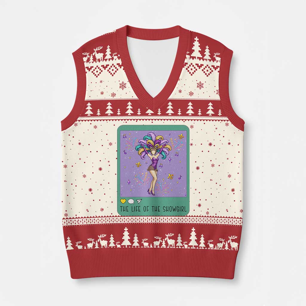 The Life Of The Mardi Gras Queen V-Neck Knit Sweater Vest TS14 Beige Red Print Your Wear