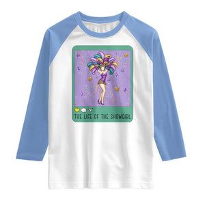 The Life Of The Mardi Gras Queen Raglan Shirt TS14 White Carolina Blue Print Your Wear