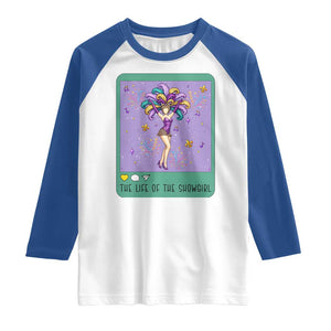The Life Of The Mardi Gras Queen Raglan Shirt TS14 White Royal Print Your Wear