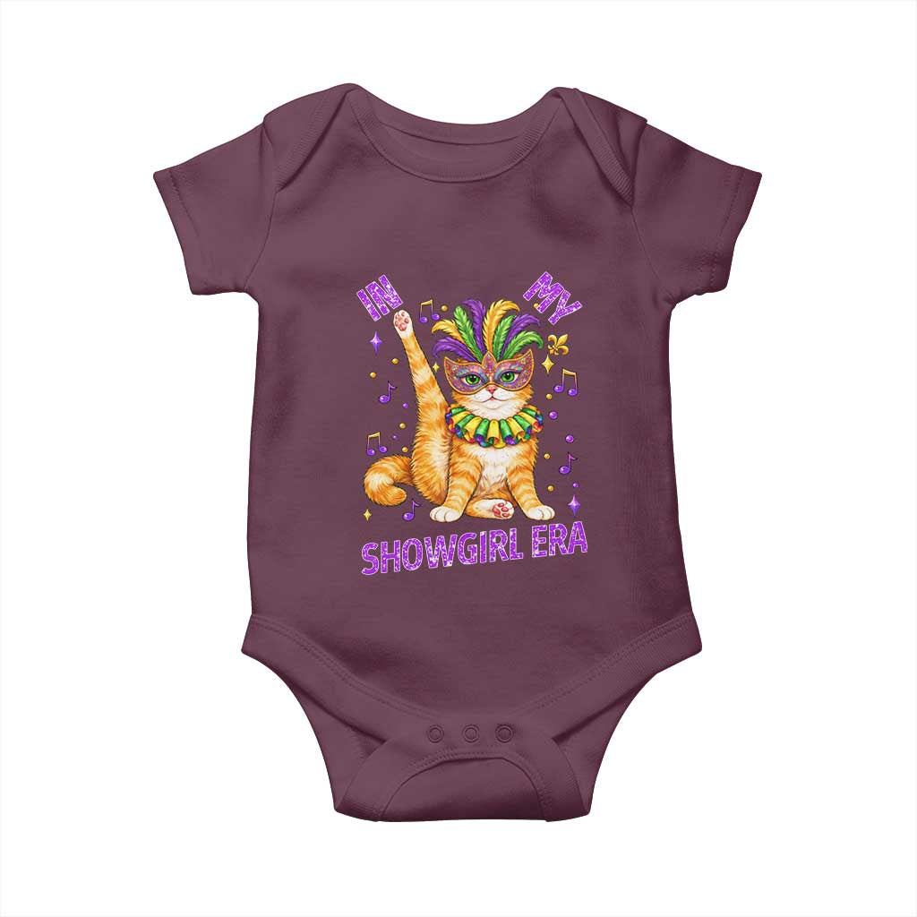 Mardi Gras Cat Baby Onesie In My Showgirl Era TS14 Maroon Print Your Wear