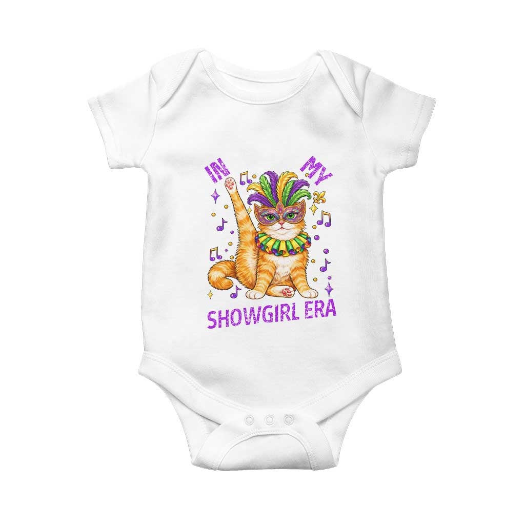 Mardi Gras Cat Baby Onesie In My Showgirl Era TS14 White Print Your Wear