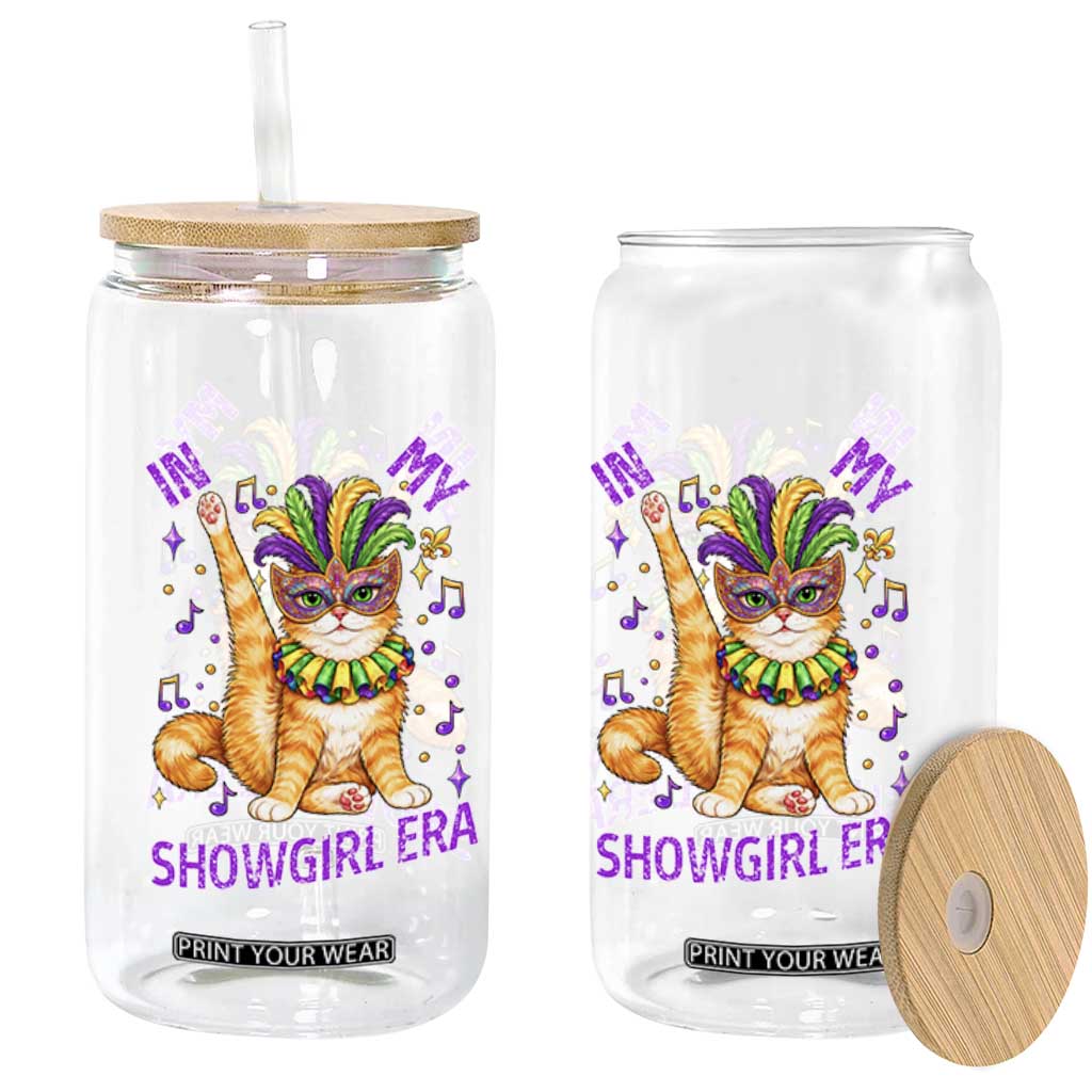 Mardi Gras Cat Glass Can In My Showgirl Era TS14 Print Your Wear