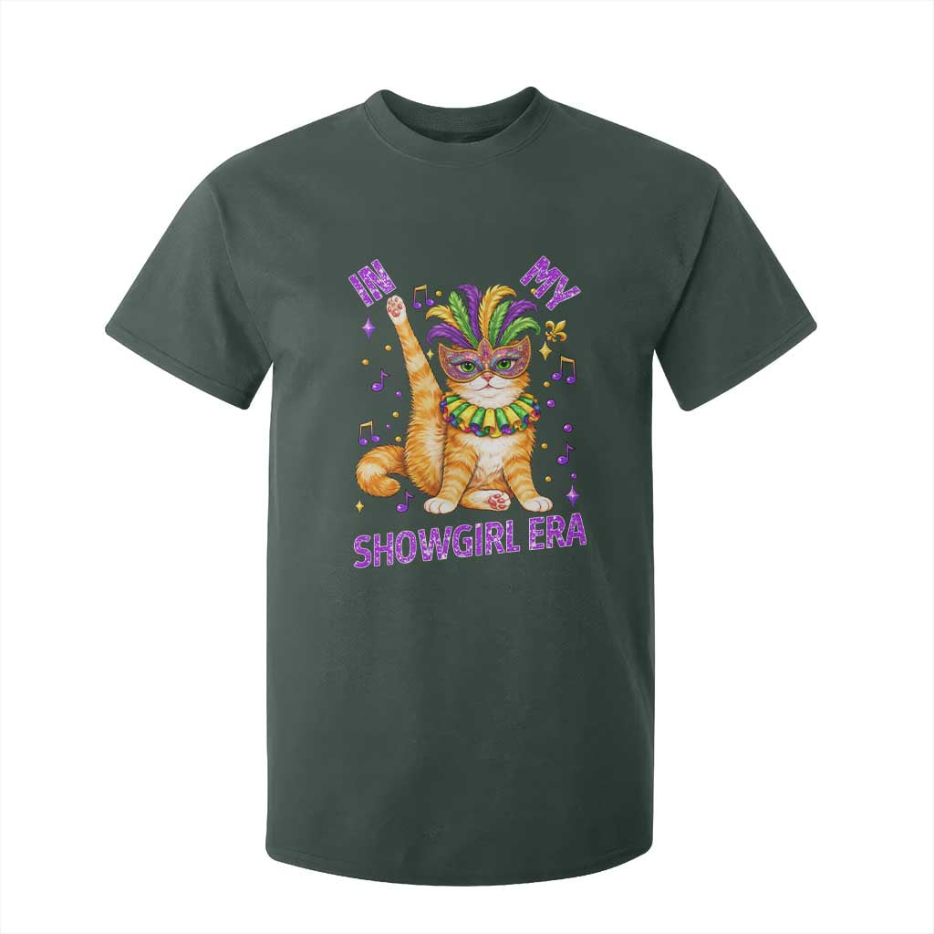 Mardi Gras Cat T Shirt For Kid In My Showgirl Era TS14 Dark Forest Green Print Your Wear