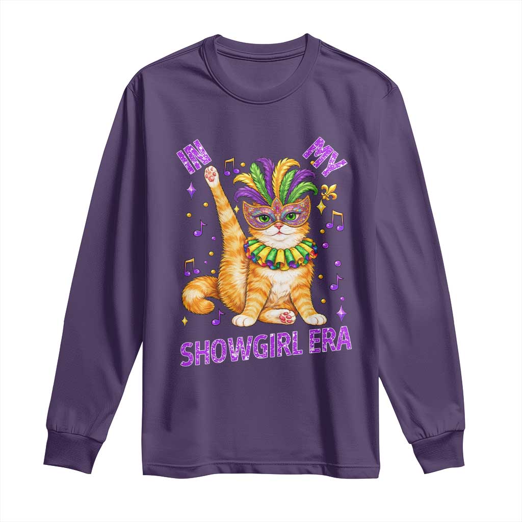 Mardi Gras Cat Long Sleeve Shirt In My Showgirl Era TS14 Purple Print Your Wear