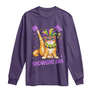 Mardi Gras Cat Long Sleeve Shirt In My Showgirl Era TS14 Purple Print Your Wear
