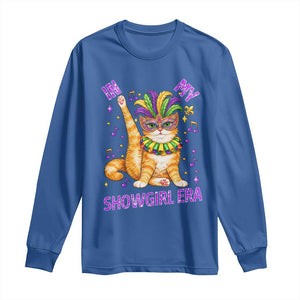 Mardi Gras Cat Long Sleeve Shirt In My Showgirl Era TS14 Royal Blue Print Your Wear