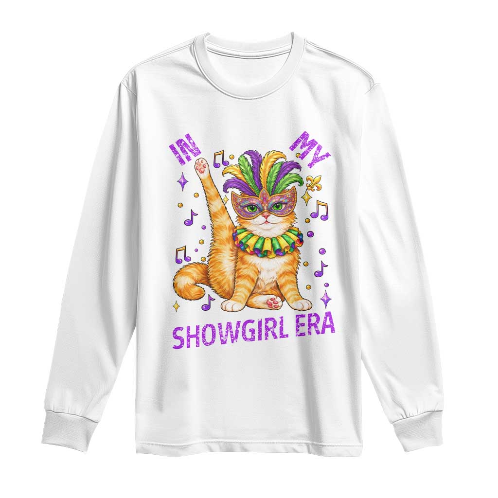 Mardi Gras Cat Long Sleeve Shirt In My Showgirl Era TS14 White Print Your Wear