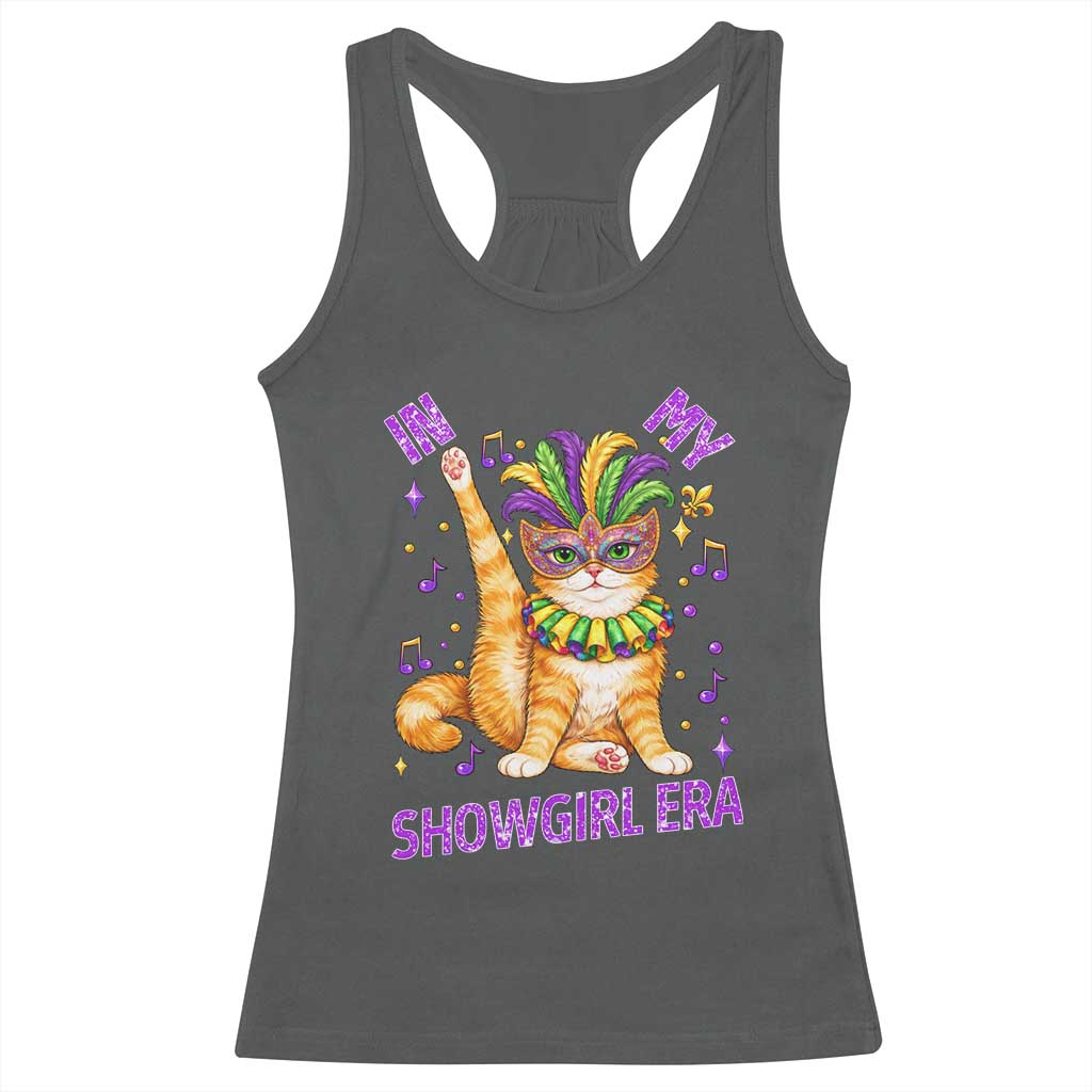 Mardi Gras Cat Racerback Tank Top In My Showgirl Era TS14 Dark Heather Print Your Wear