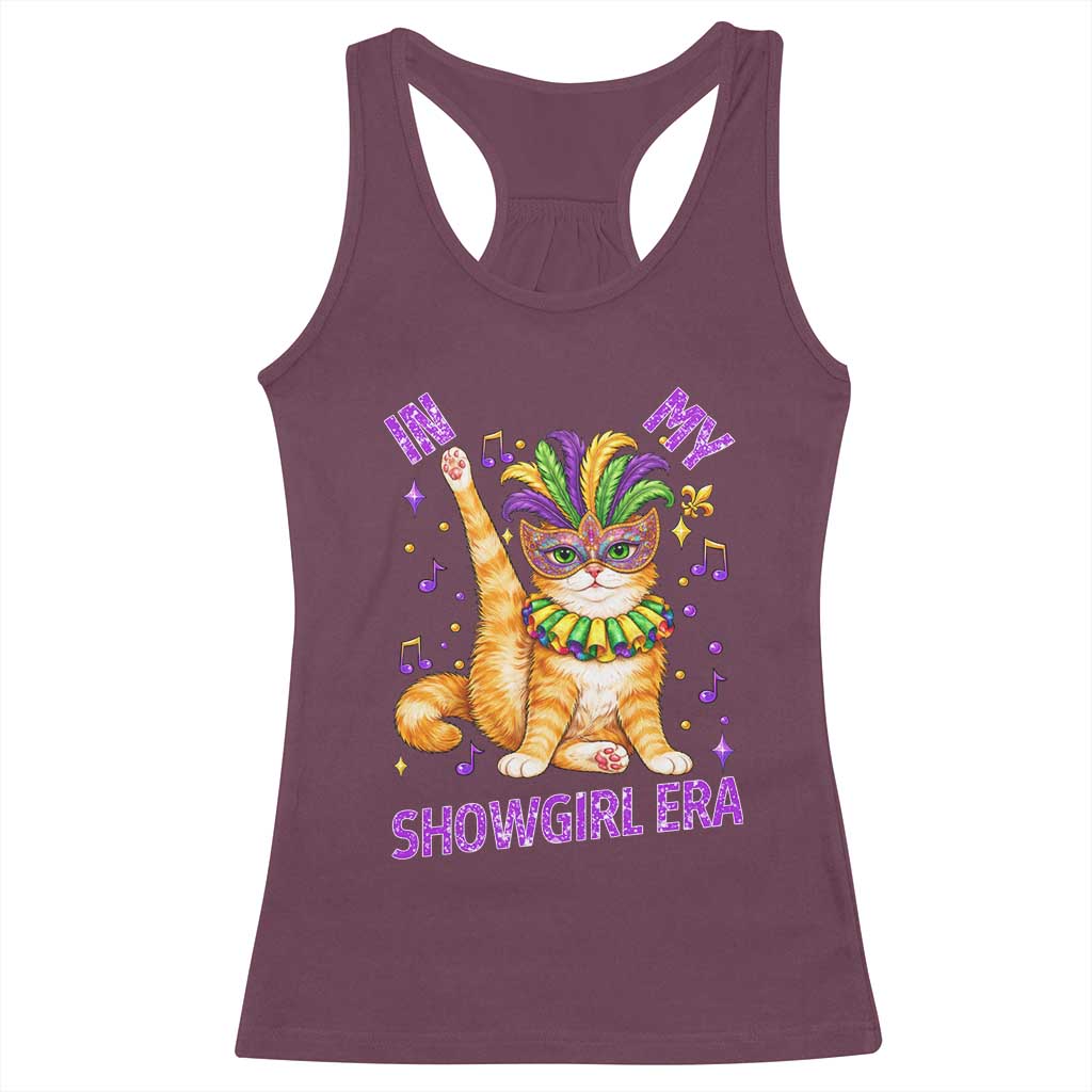 Mardi Gras Cat Racerback Tank Top In My Showgirl Era TS14 Maroon Print Your Wear