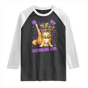 Mardi Gras Cat Raglan Shirt In My Showgirl Era TS14 Black White Print Your Wear
