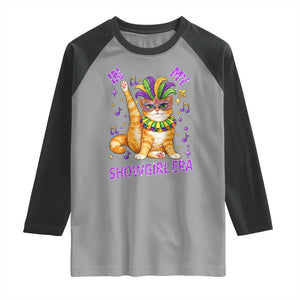 Mardi Gras Cat Raglan Shirt In My Showgirl Era TS14 Sport Gray Black Print Your Wear