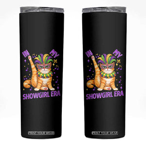 Mardi Gras Cat Skinny Tumbler In My Showgirl Era TS14 Black Print Your Wear