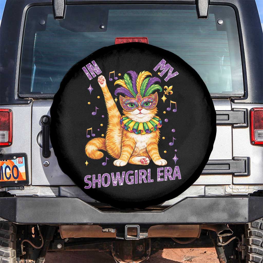 Mardi Gras Cat Spare Tire Cover In My Showgirl Era TS14 No hole Black Print Your Wear