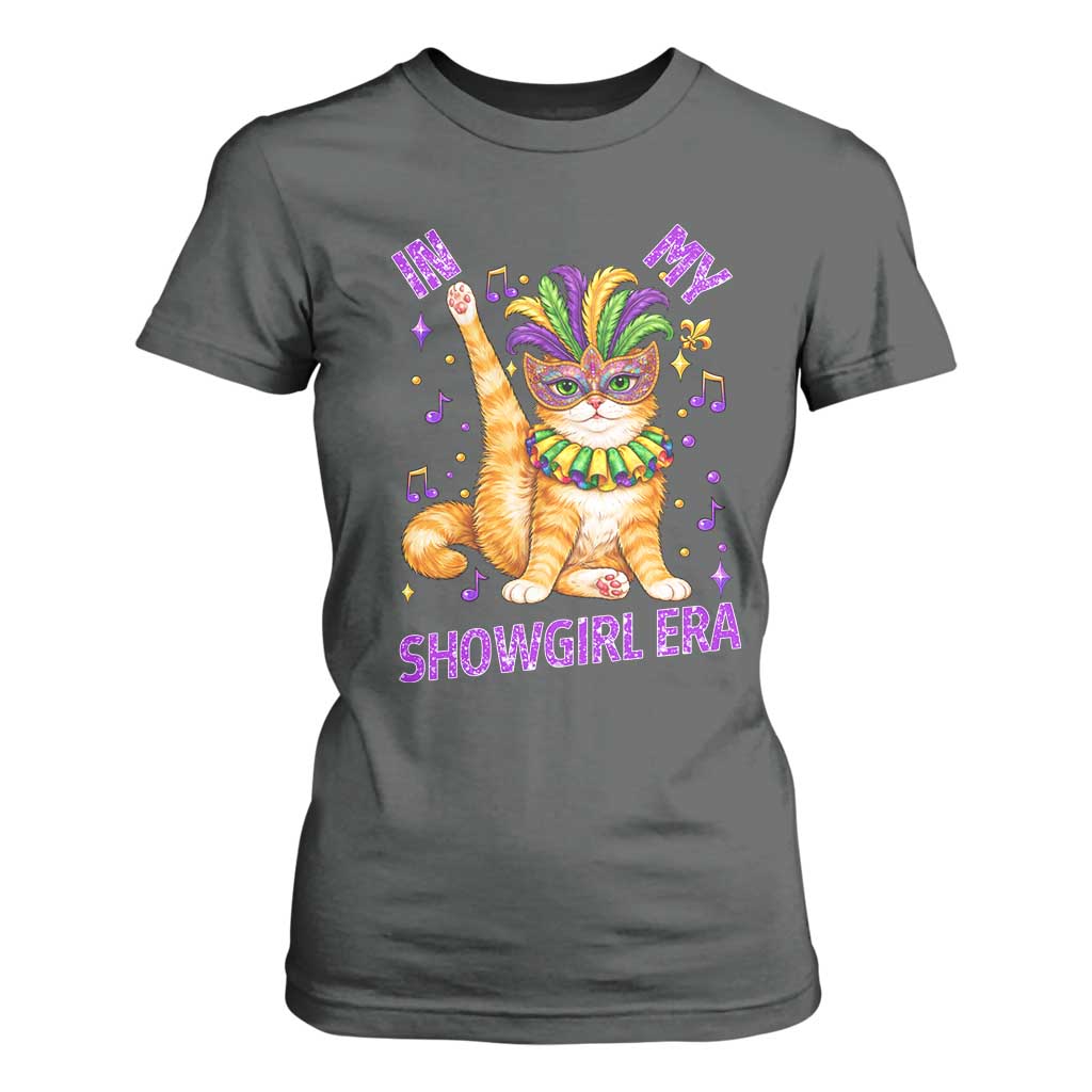 Mardi Gras Cat T Shirt For Women In My Showgirl Era TS14 Dark Heather Print Your Wear