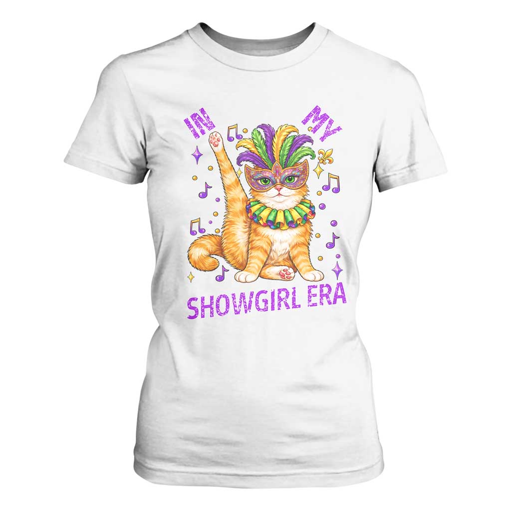 Mardi Gras Cat T Shirt For Women In My Showgirl Era TS14 White Print Your Wear