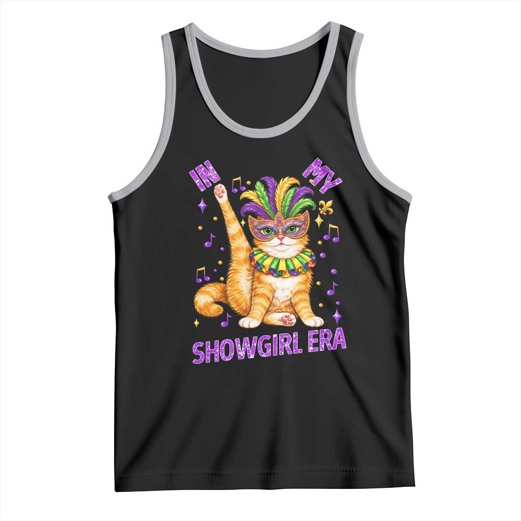 Mardi Gras Cat Tank Top In My Showgirl Era TS14 Black Athletic Heather Print Your Wear