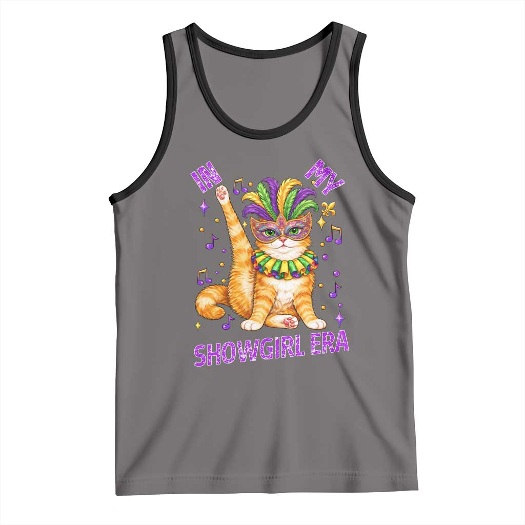 Mardi Gras Cat Tank Top In My Showgirl Era TS14 Deep Heather Black Print Your Wear