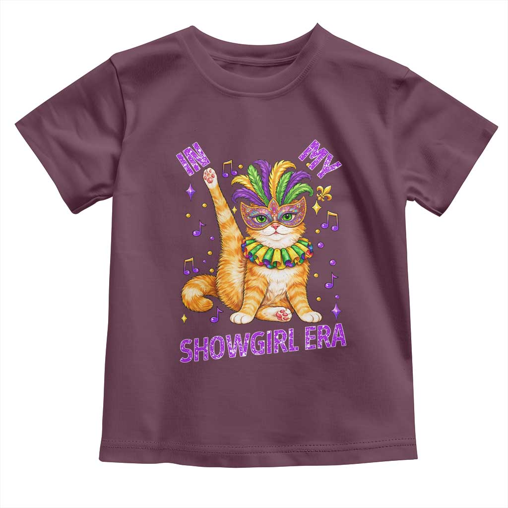 Mardi Gras Cat Toddler T Shirt In My Showgirl Era TS14 Maroon Print Your Wear