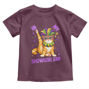 Mardi Gras Cat Toddler T Shirt In My Showgirl Era TS14 Maroon Print Your Wear