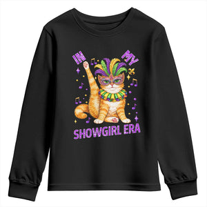 Mardi Gras Cat Youth Sweatshirt In My Showgirl Era TS14 Black Print Your Wear
