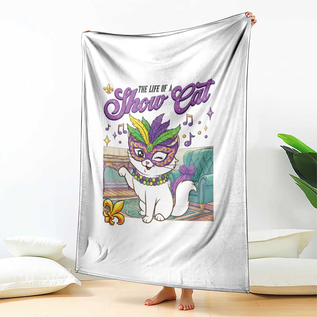 Cute Mardi Gras Cat Throw Blanket The Life Of The Showcat TS14 Print Your Wear