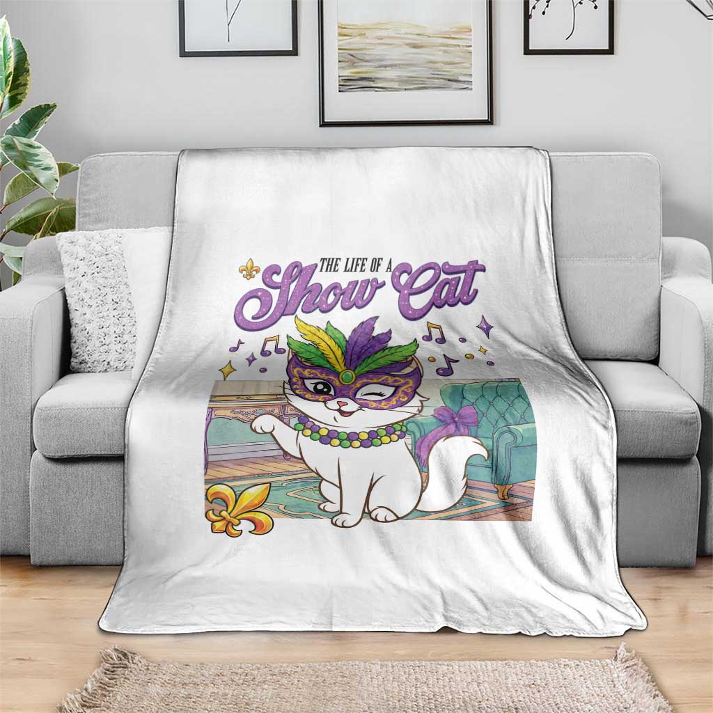 Cute Mardi Gras Cat Throw Blanket The Life Of The Showcat TS14 Print Your Wear