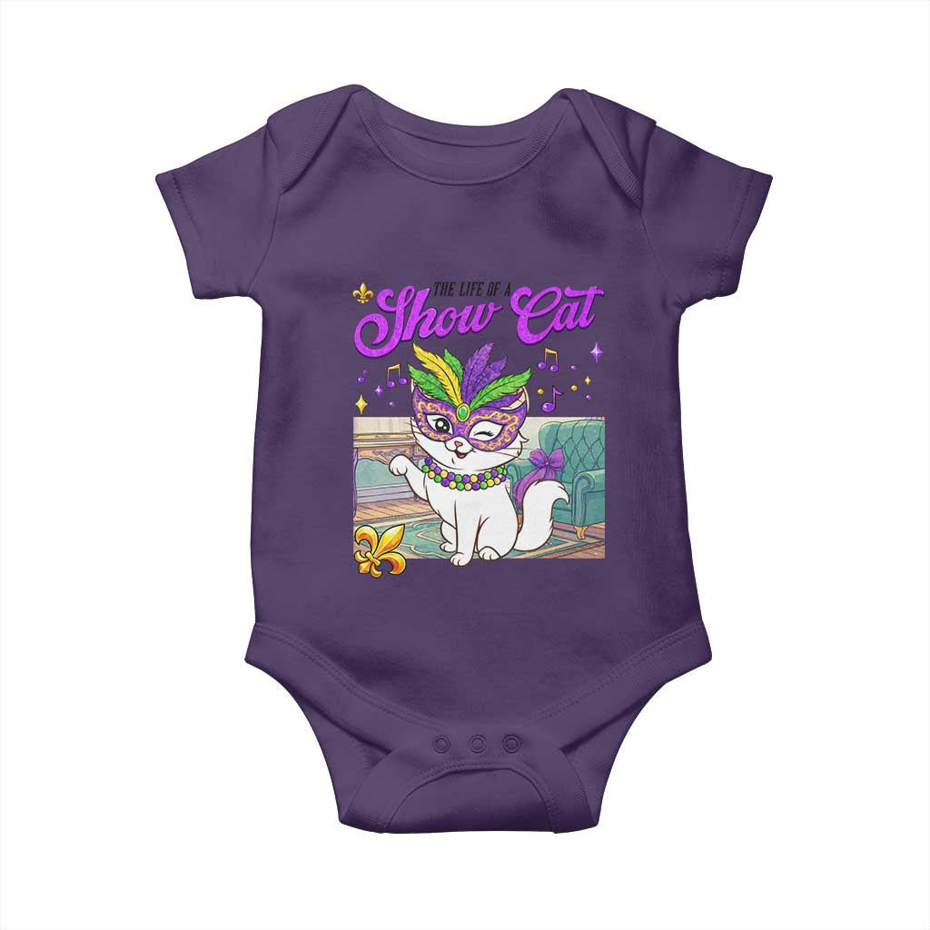 Cute Mardi Gras Cat Baby Onesie The Life Of The Showcat TS14 Purple Print Your Wear