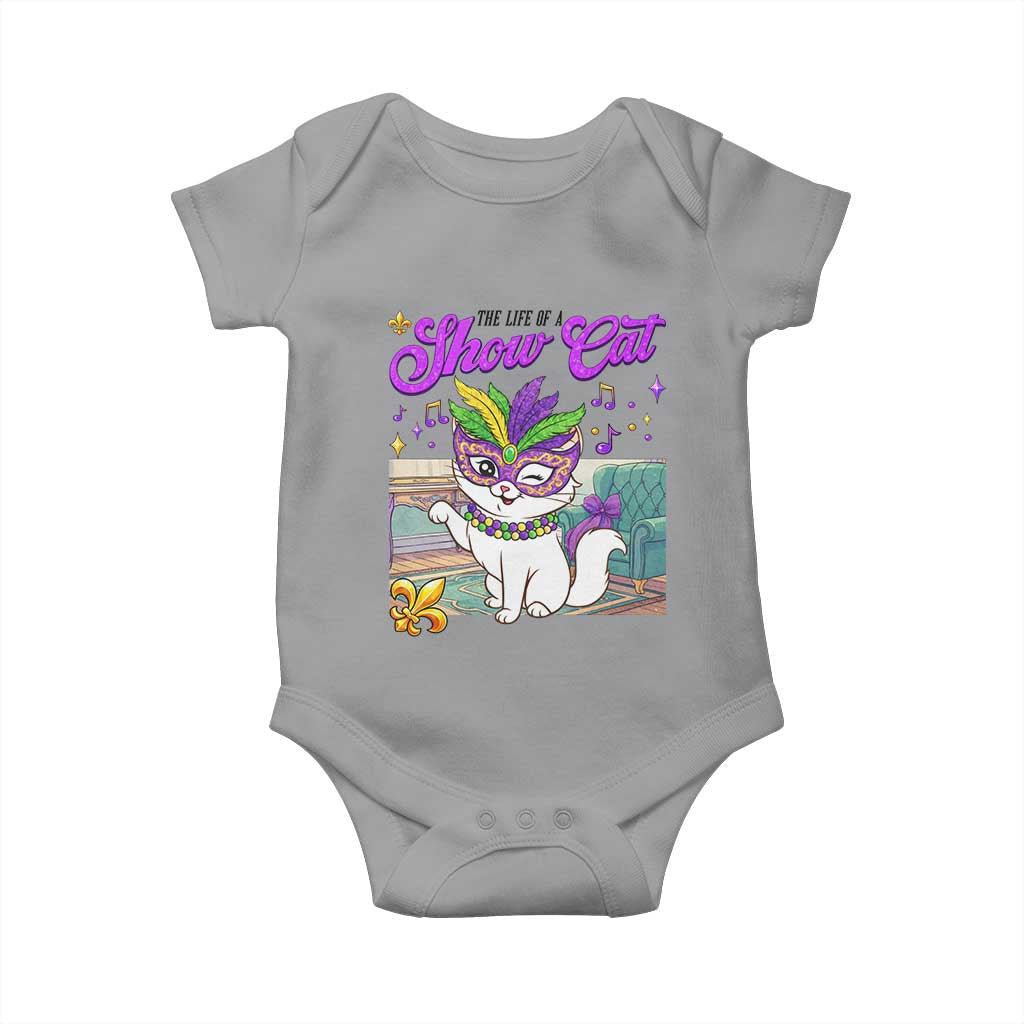 Cute Mardi Gras Cat Baby Onesie The Life Of The Showcat TS14 Sport Gray Print Your Wear