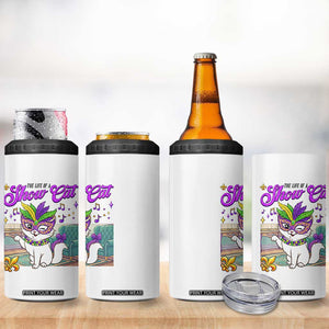 Cute Mardi Gras Cat 4 in 1 Can Cooler Tumbler The Life Of The Showcat TS14 Print Your Wear