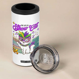 Cute Mardi Gras Cat 4 in 1 Can Cooler Tumbler The Life Of The Showcat TS14 Print Your Wear