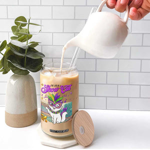 Cute Mardi Gras Cat Glass Can The Life Of The Showcat TS14 Print Your Wear